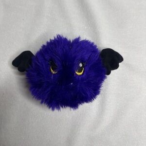 Plush Purple Fuzzy Bat Pom Keychain